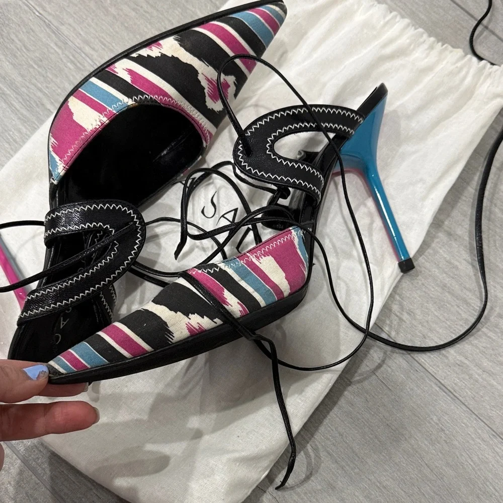 Casadei Multicolor Strappy Heels - Picture 2 of 6